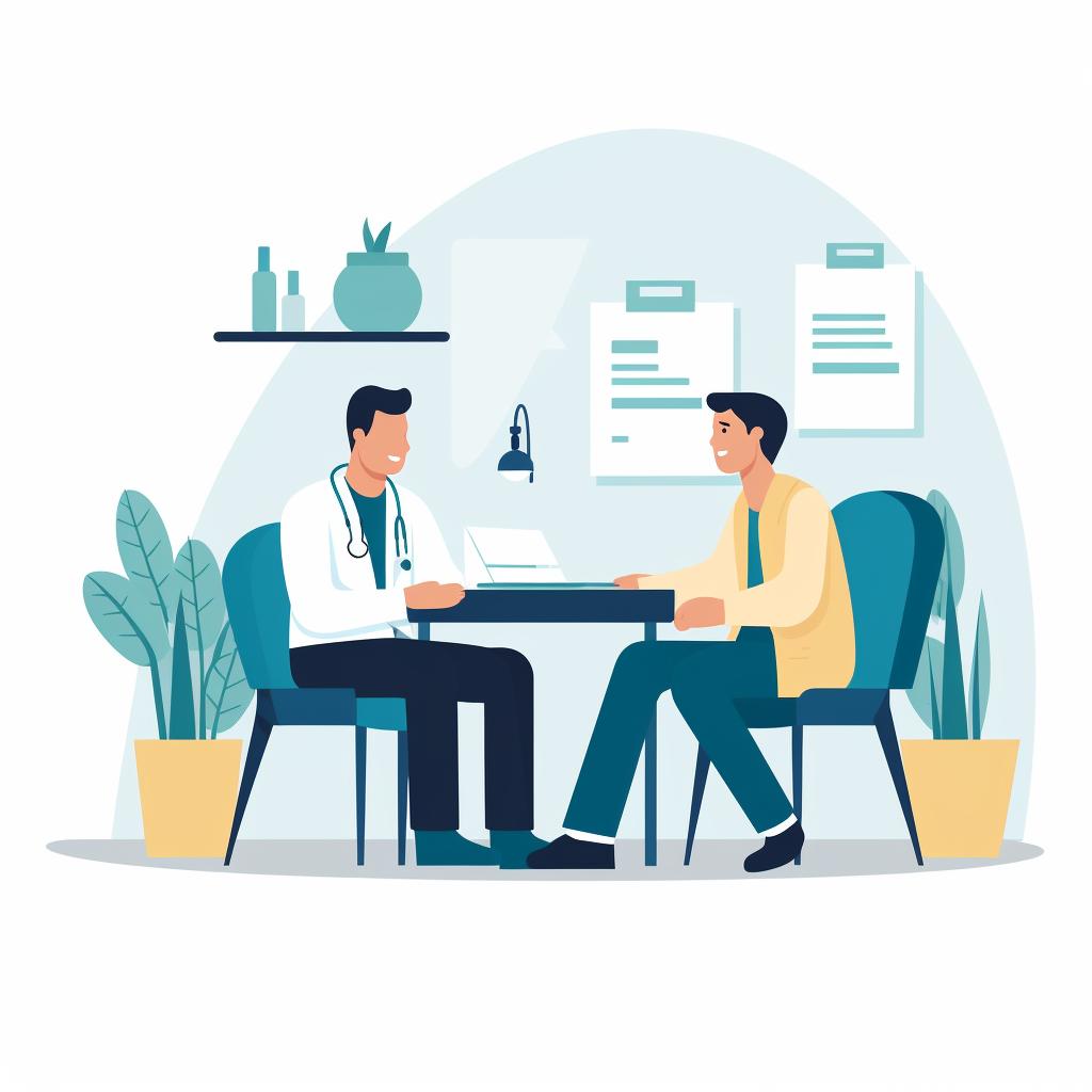 A professional consulting with a patient
