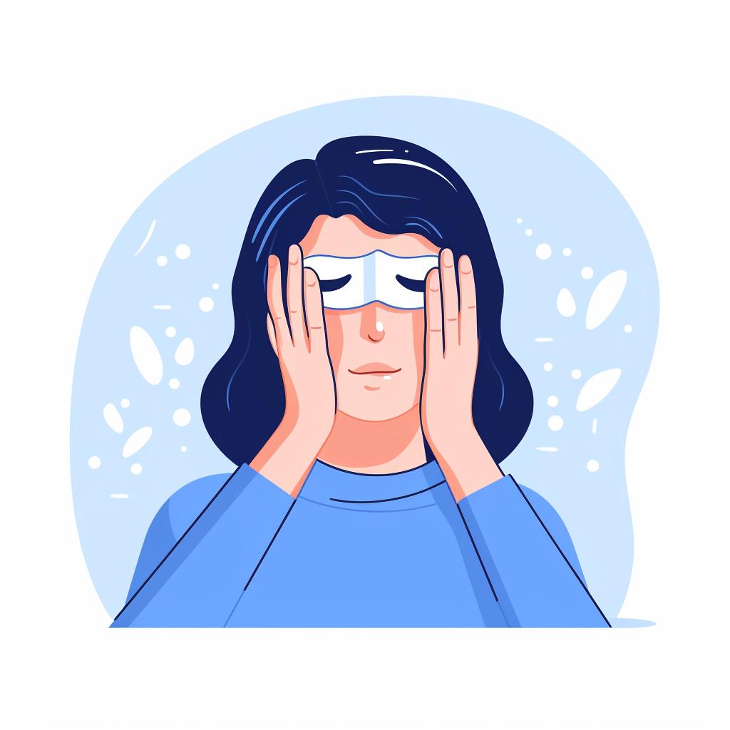 A person applying a cold compress to their eyes