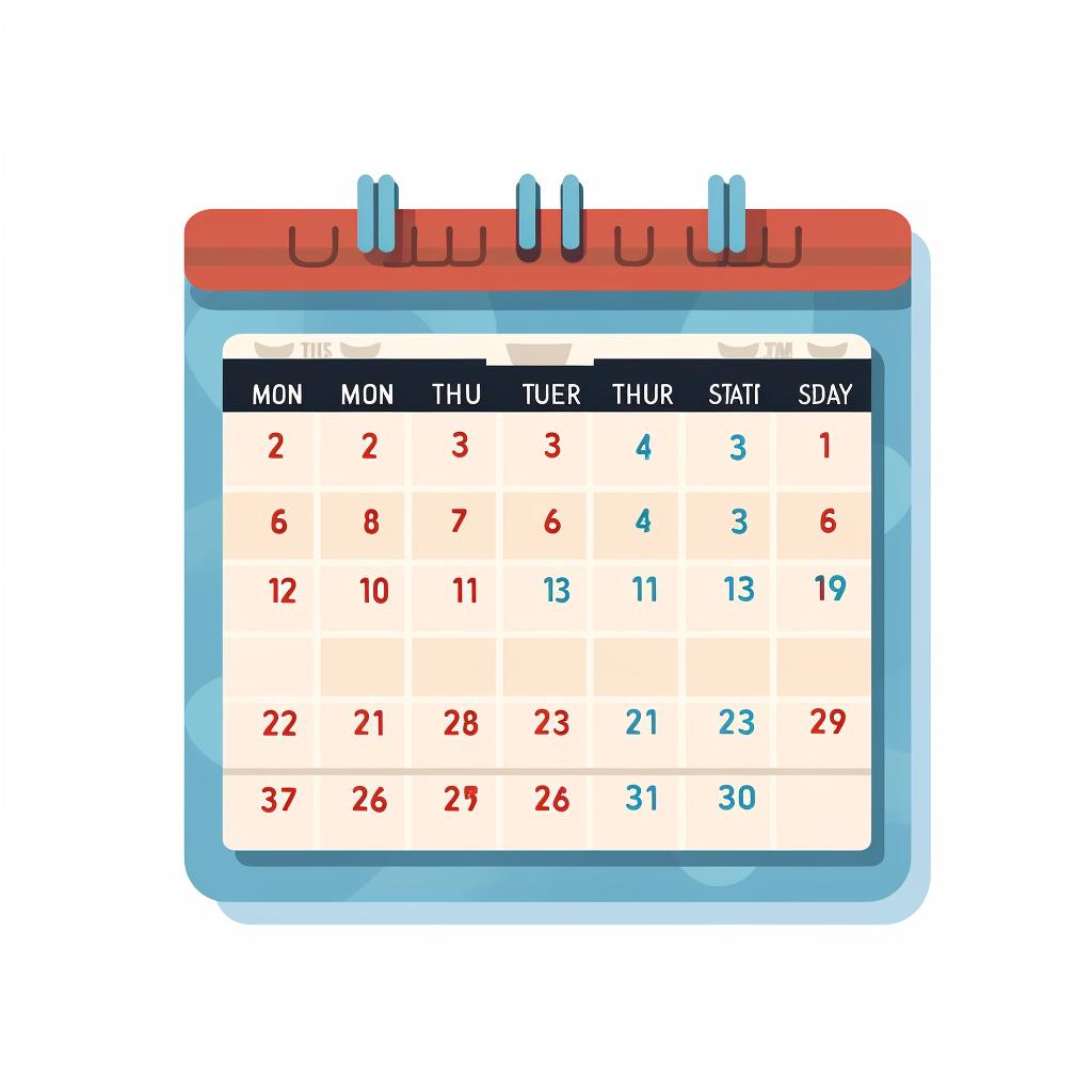 A calendar with marked dates for preparation