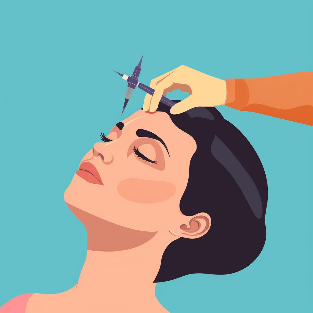 Botox being injected into the scalp