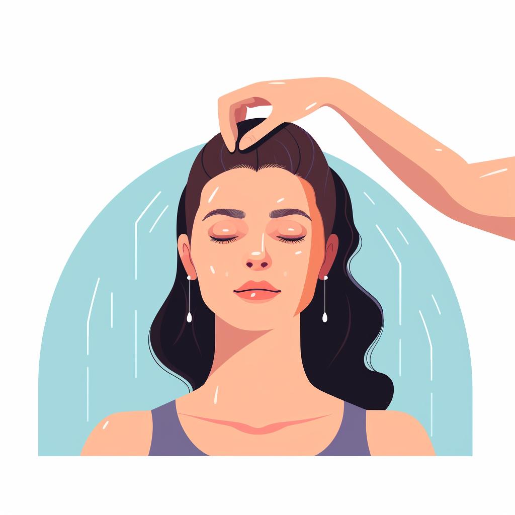 A professional massaging the scalp after Botox application
