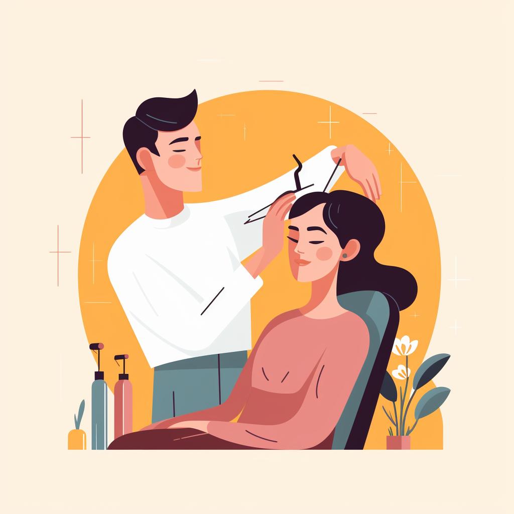 A hairdresser styling a client's hair after a Botox treatment