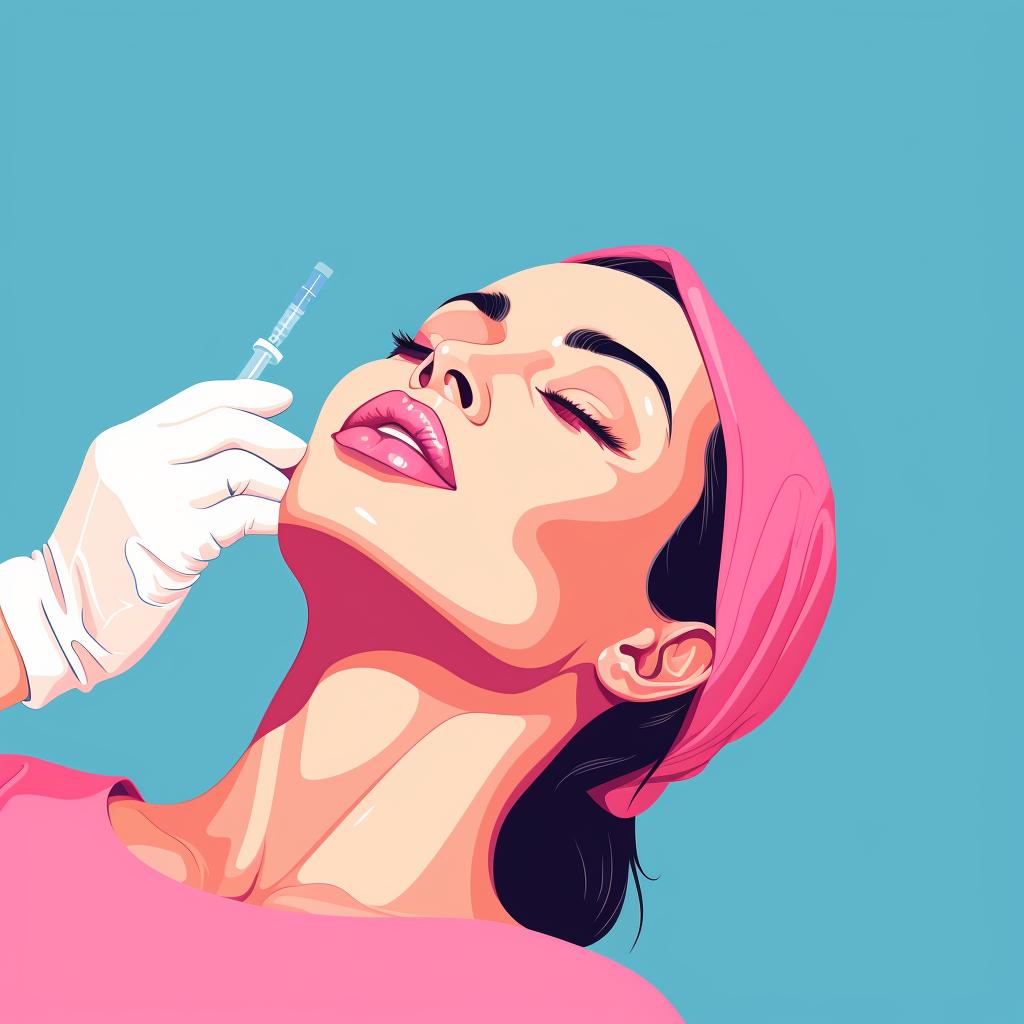 A professional injecting Botox into a patient's chin and jawline